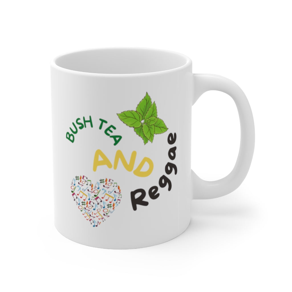 "Bush Tea And Reggae Heart" Ceramic Mug 11oz